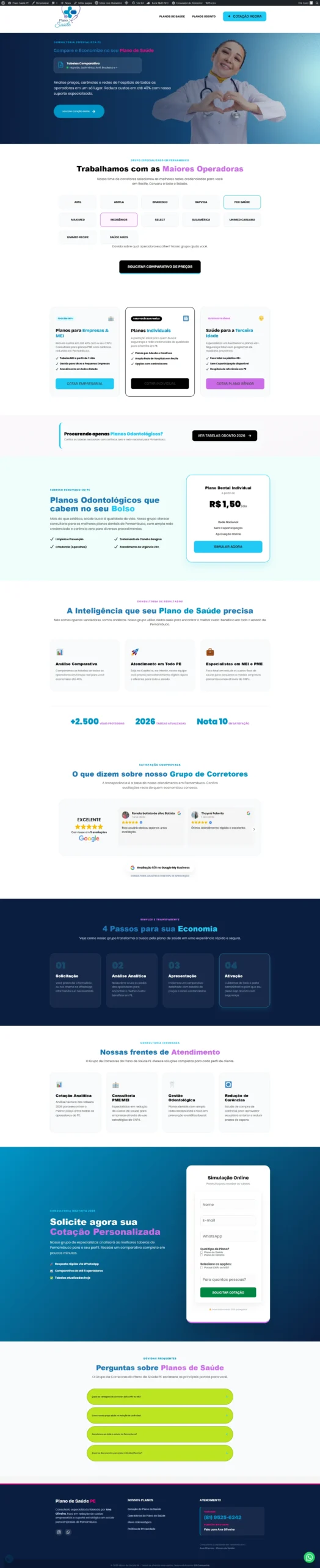 Site Plano de Sa&uacute;de PE — criado pela CP Comunica em Joinville