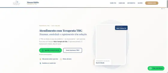 Site da terapeuta TRG Simara Rabitz, criado pela CP Comunica