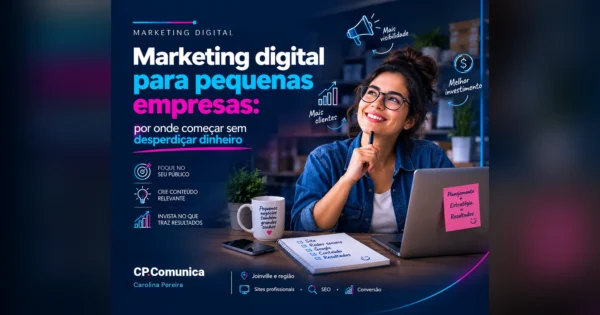 Marketing digital para pequenas empresas: guia de Carolina Pereira, CP Comunica Joinville