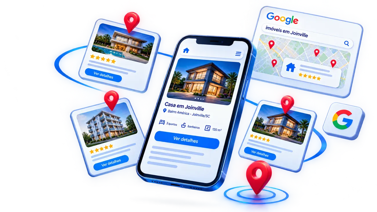 Site para imobiliária com página própria para cada imóvel aparecendo nas buscas do Google, criado pela CP Comunica em Joinville/SC